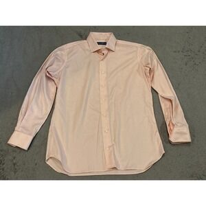 Tom James Executive Collection Mens Peach Textured Dress Shirt Long Sleeve 48/33